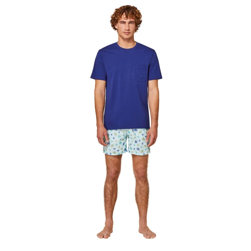 Vilebrequin Heren Biologisch Katoen Schildpad T-Shirt Blue Heren