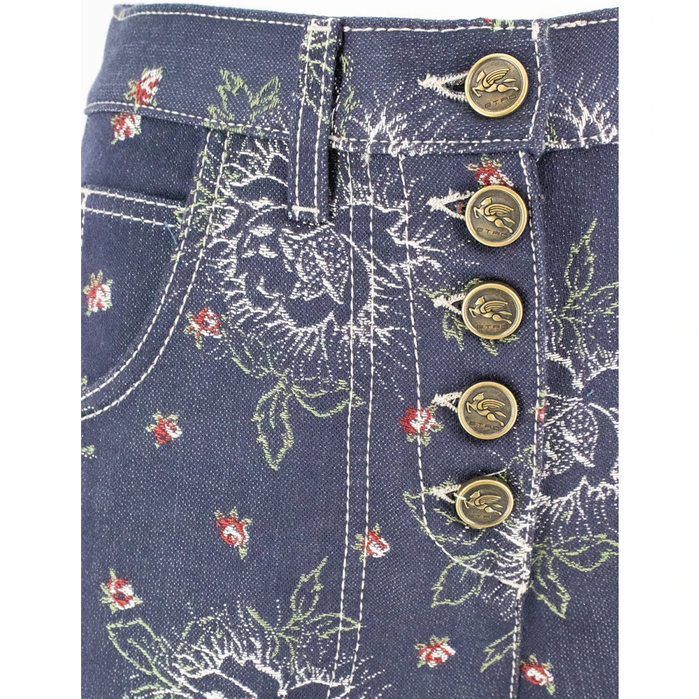 ETRO Bloemen Jacquard Flared Jeans Blue Dames