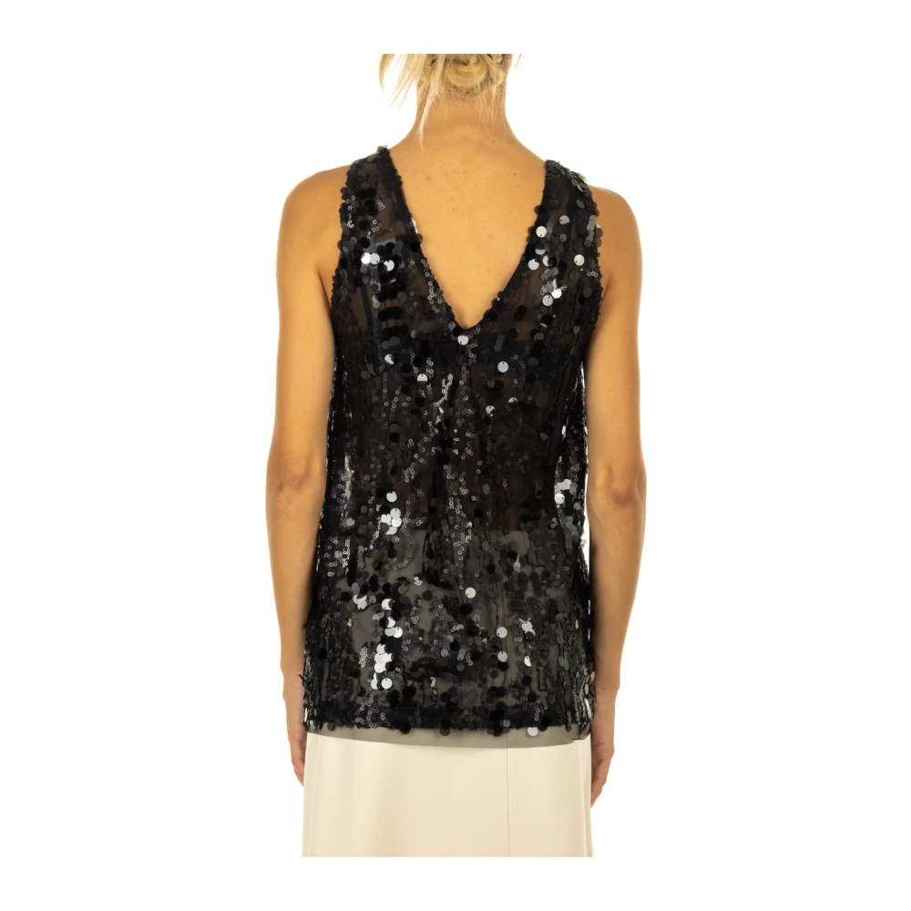 Alpha Studio Zwarte trui met V-hals Black Dames