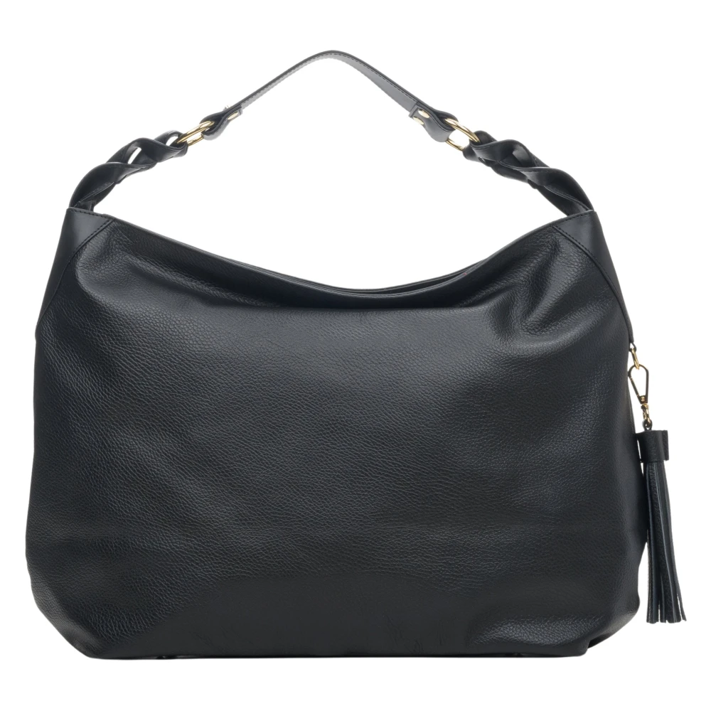 Estro Dames Zwarte Hobo Tas gemaakt van Echt Italiaans Leer Er00114115 Black Dames