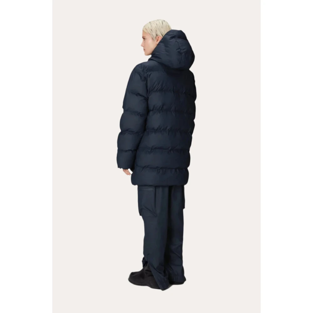 Rains Alta Lange Puffer Cargo Jas Blue Dames