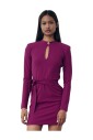 robe-courte-violette-avec-bouton-dore