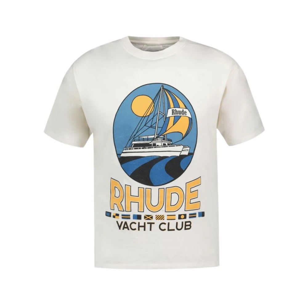 Rhude Yacht Club T-Shirt Katoen Wit White Heren