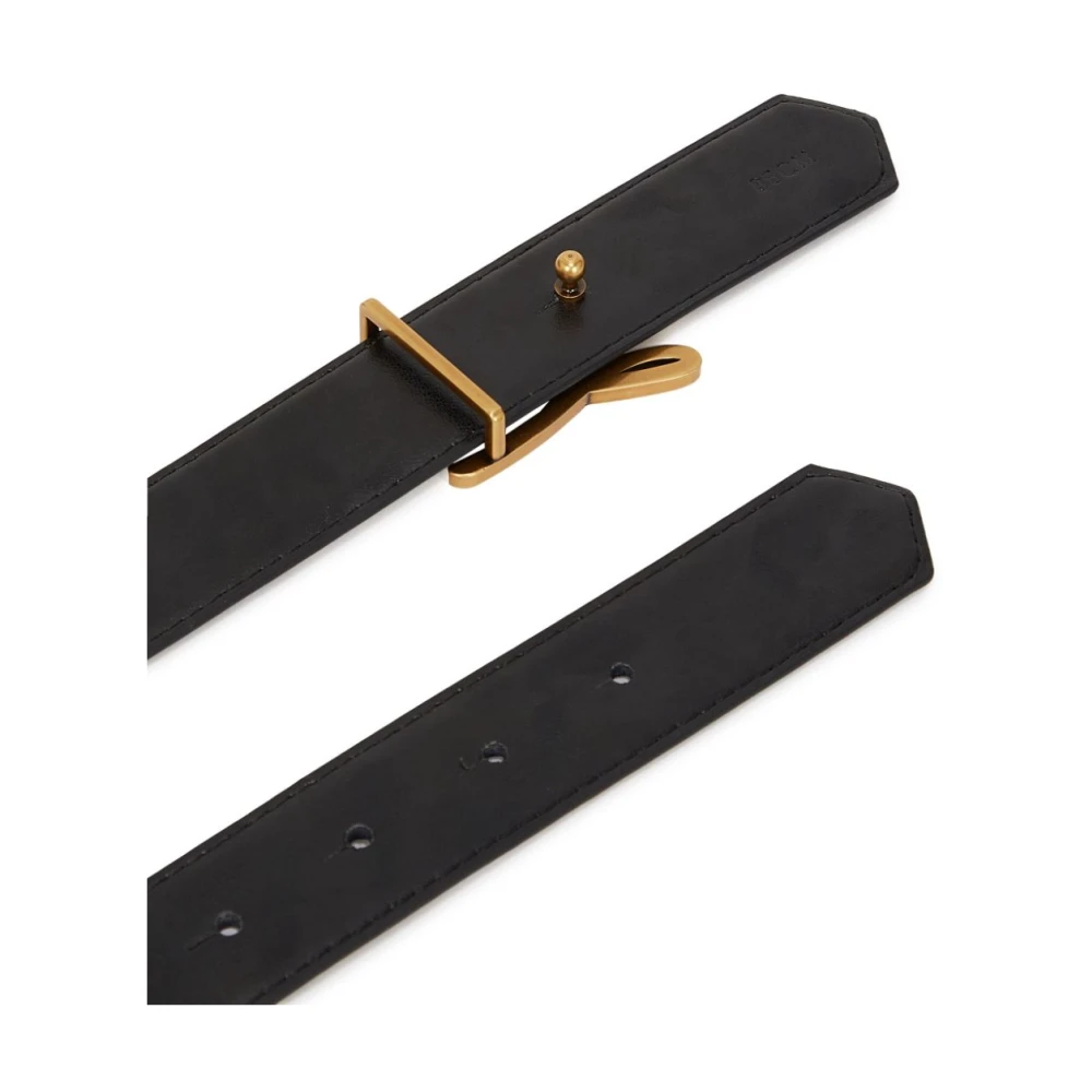 Karl Lagerfeld Zwart Riem Gouden Logo Gesp Black Dames