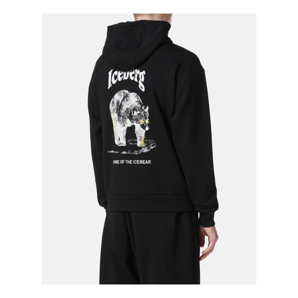 Iceberg Regular fit zwarte katoenen hoodie Black Heren