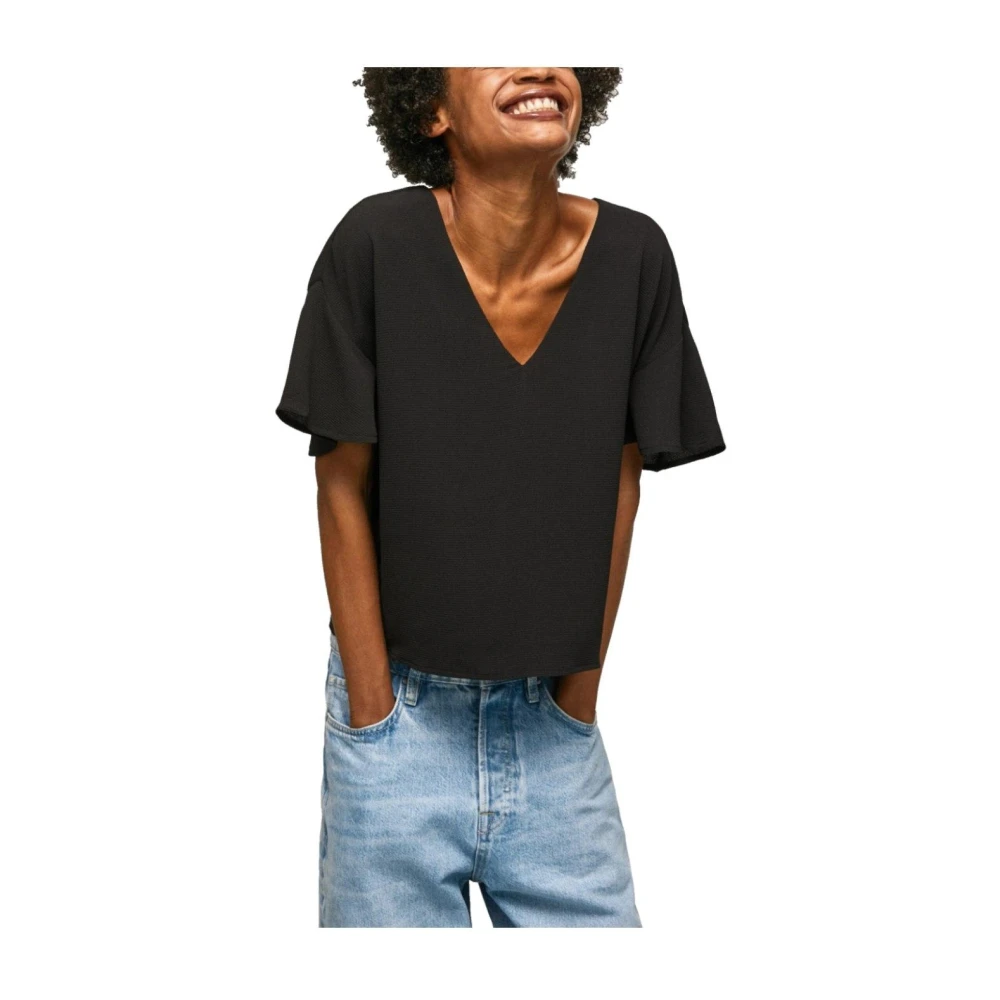 Pepe Jeans Elegante Katoenblend Blouse Black Dames