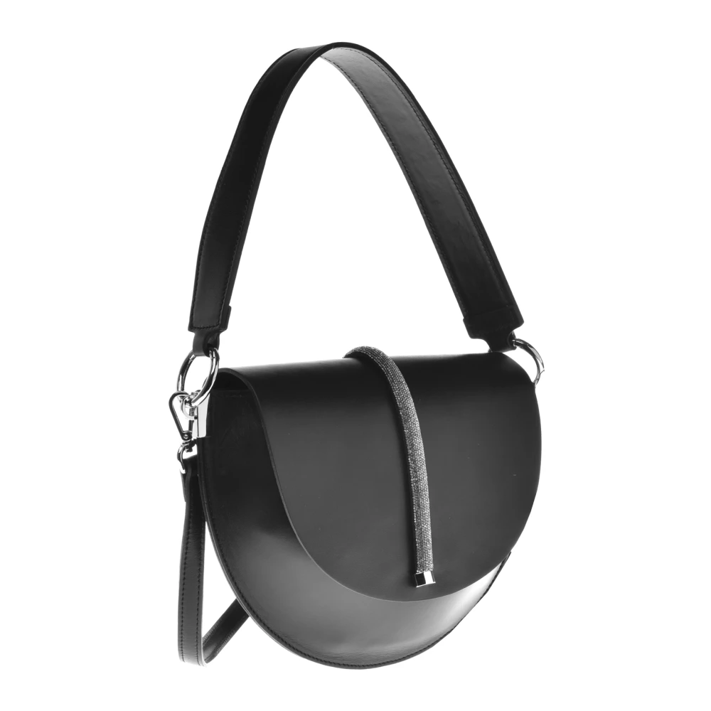 Baldinini Zwarte leren schoudertas Black Dames