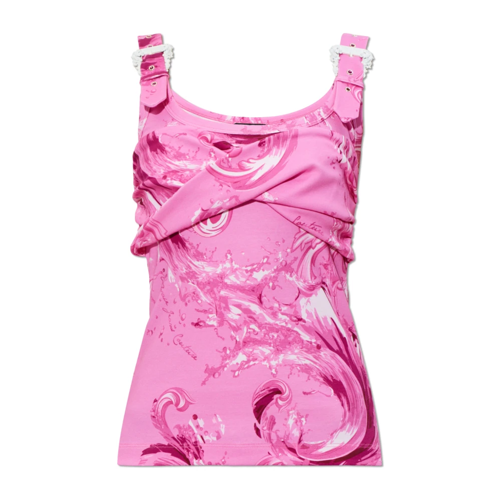 Versace Jeans Couture Donna Rosa - Top Con Fibbie Decorative Sulle Spalline - Tops - 2XS