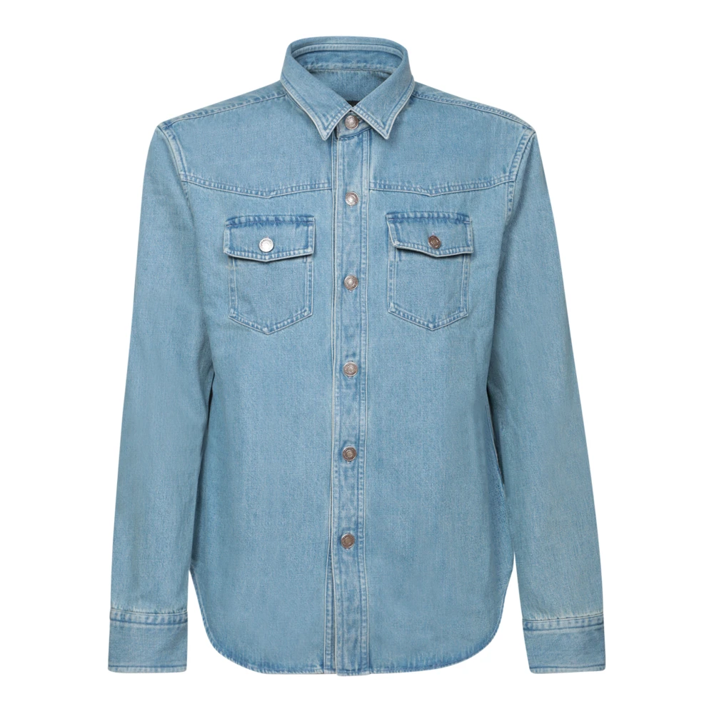 Tom Ford Blauwe Denim Overshirt met Klassieke Kraag Blue Heren