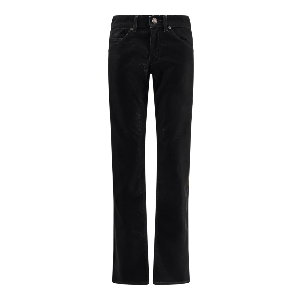 Marant Étoile Black Trousers With Leather Logo Label - Female - Straight Trousers - Xs - Trousers
