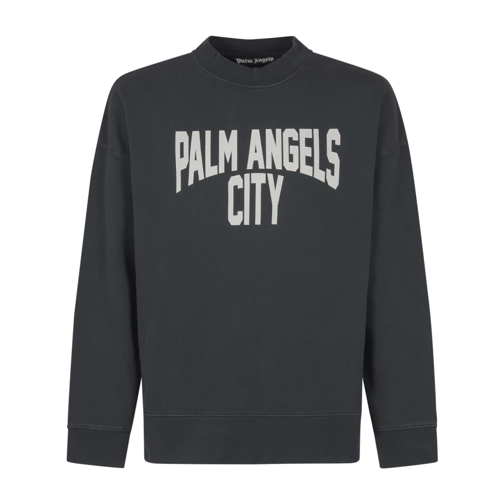 Palm Angels City Washed Crew Sweaters Gray Heren