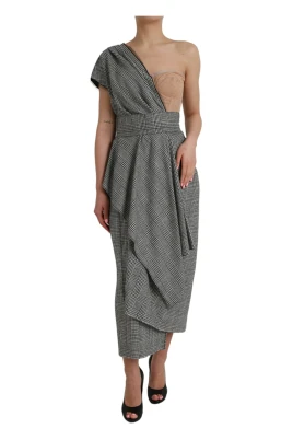 Rutig One-Shoulder Maxi Klänning