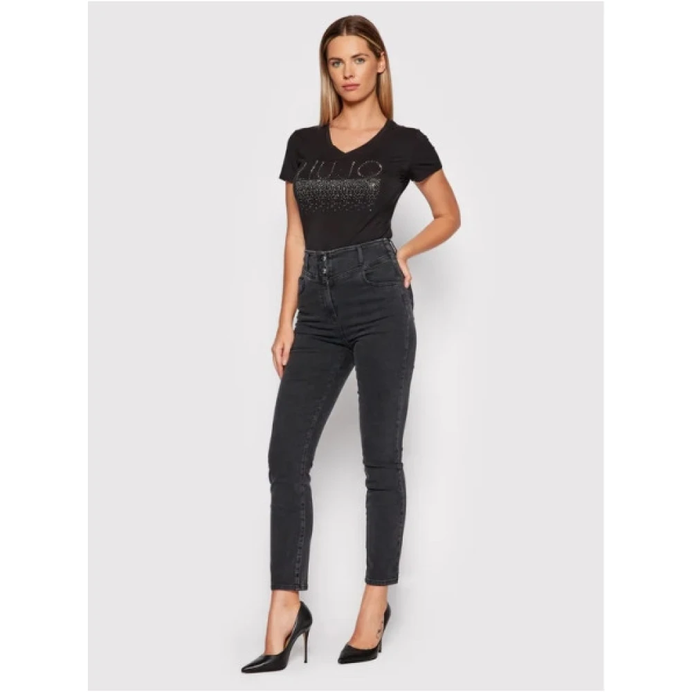 Liu Jo Cute Slim Zwart Gewassen Denim Jeans Black Dames