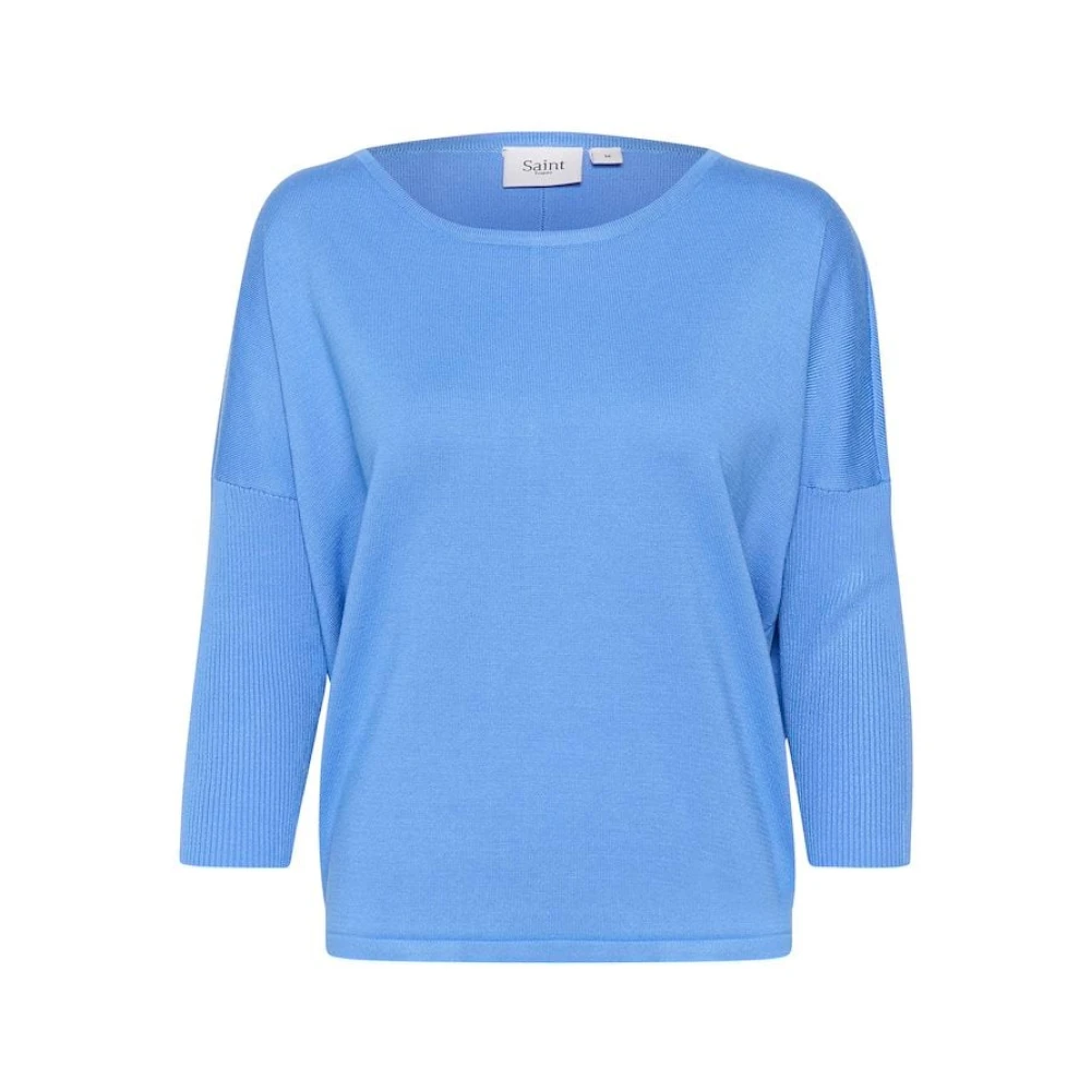 Saint Tropez Blauwe Milasz R-Neck Pullover Blue Dames