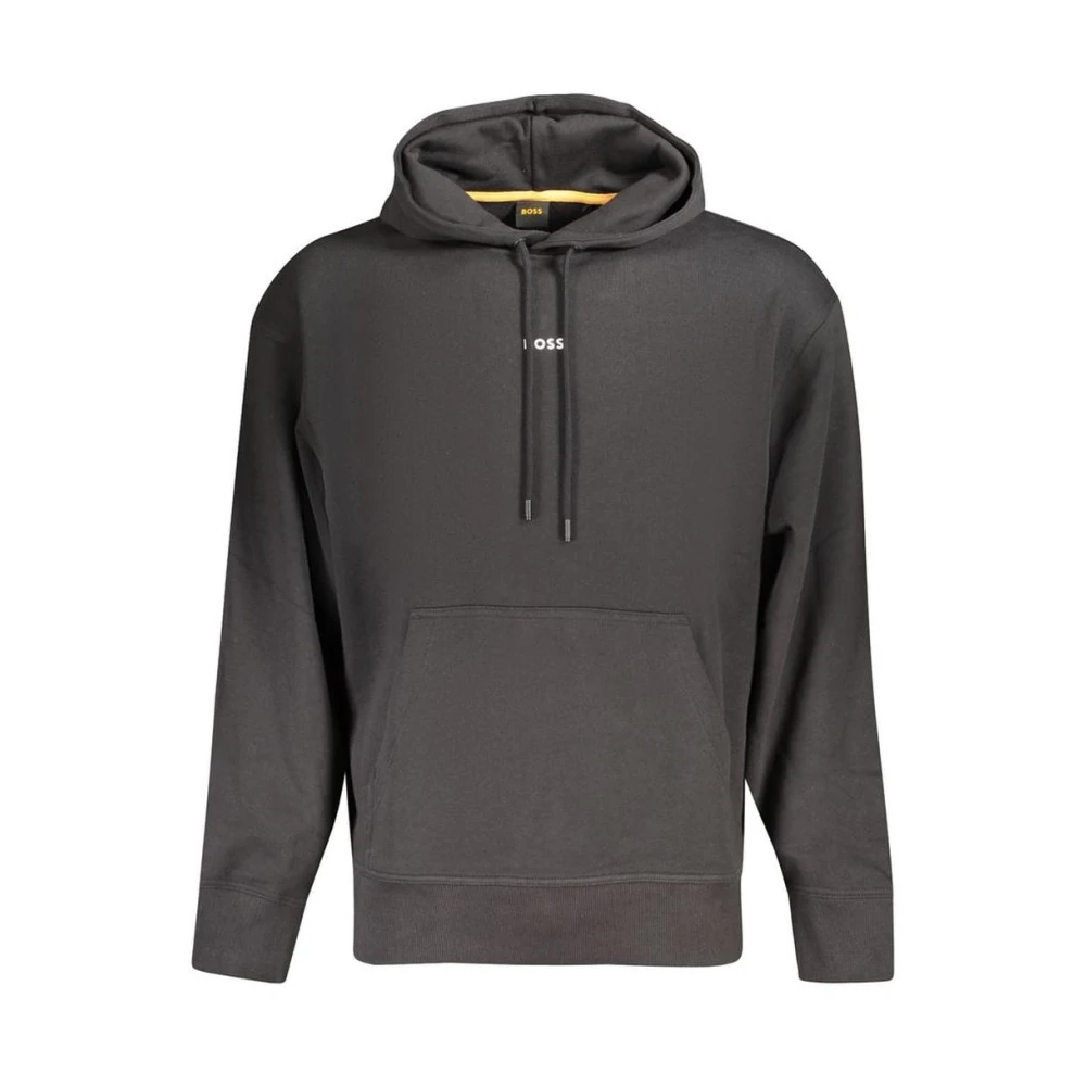 Boss Uomo Nero - Felpa In Cotone Con Cappuccio E Logo - Sweatshirts & Hoodies - L - Immagine 5