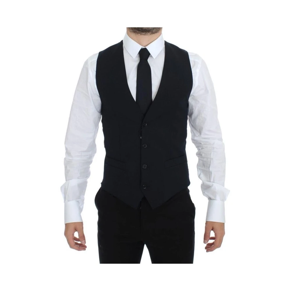 Dolce & Gabbana Blue Wool Formal Dress Vest Gilet - IT44 | XS - Image 3