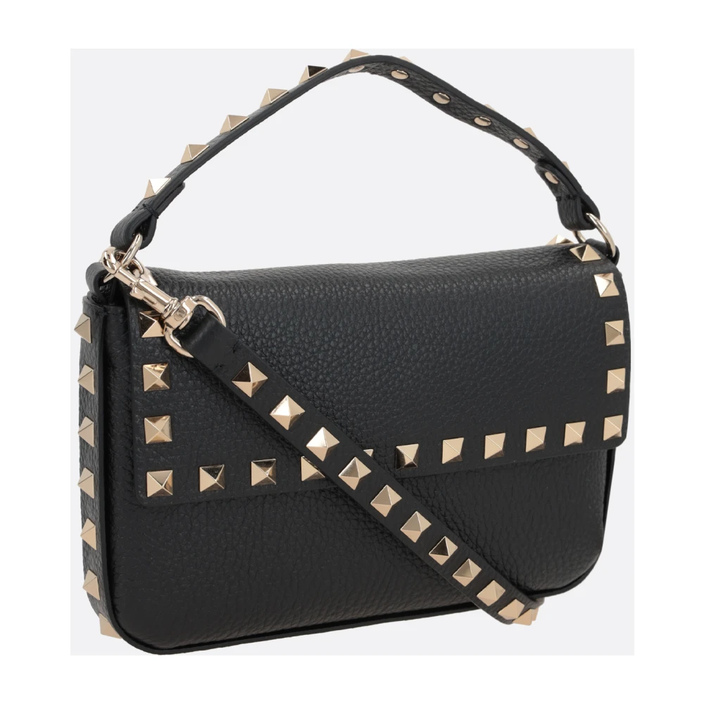 Valentino Garavani Zwarte leren schoudertas met studs Black Dames