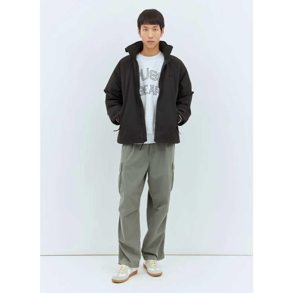 Stüssy Geborduurde Military Parka Jas Black Heren
