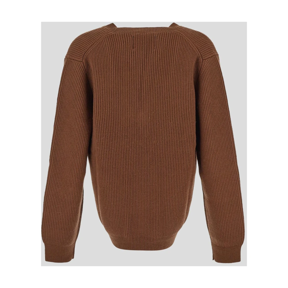 Seven Gauge Wollen Gebreide Hals-V Brown Heren