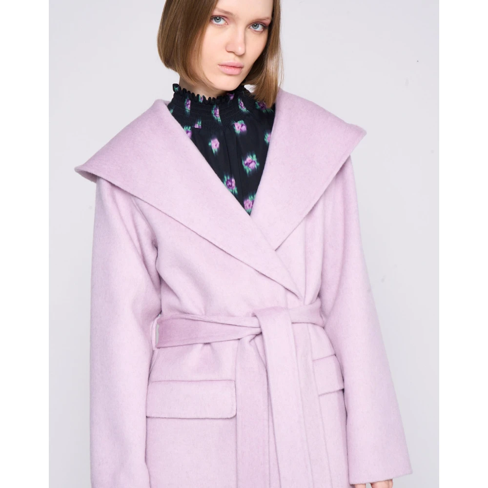 Silvian Heach Jas met capuchon riem en zakken Pink Dames
