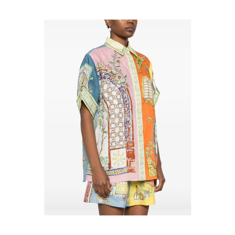 Alemais Tangerine Linnen Kleurblok Overhemd Multicolor Dames