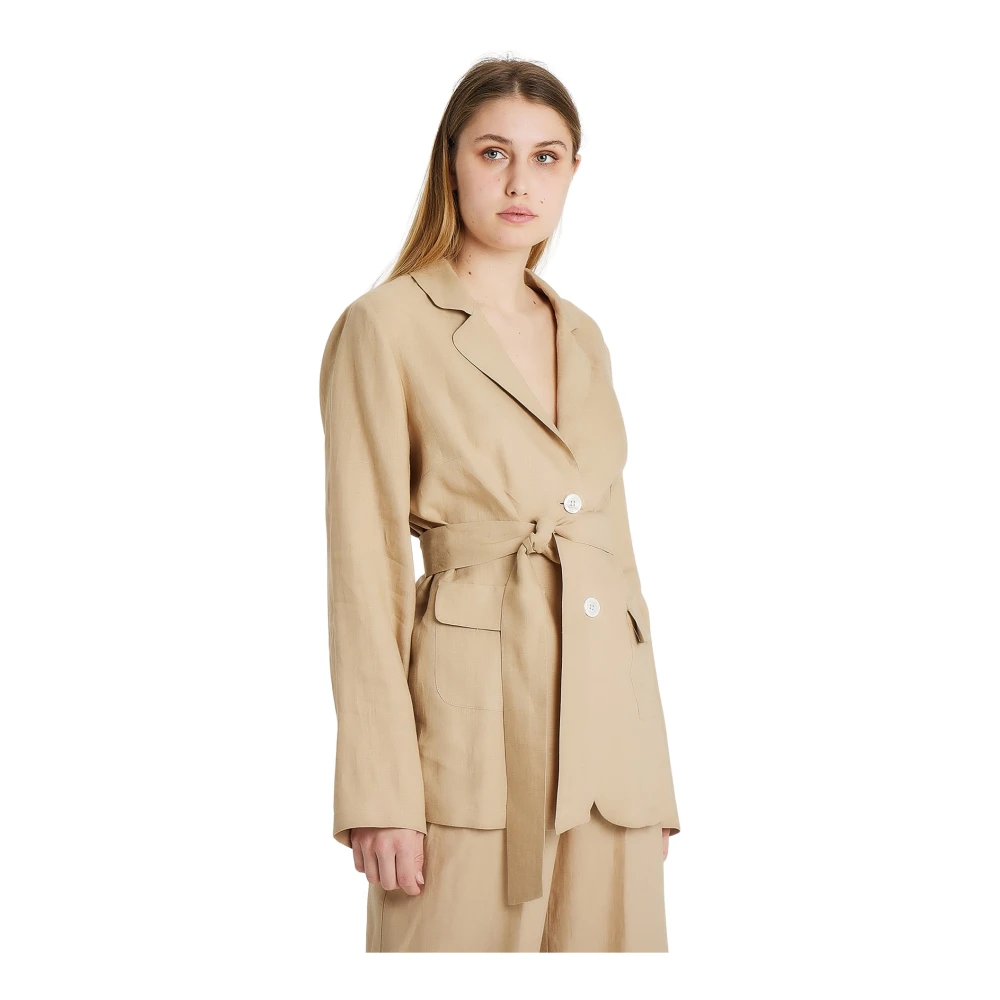 Giorgio Grati Linnen Jas met Riem -50 Beige Dames