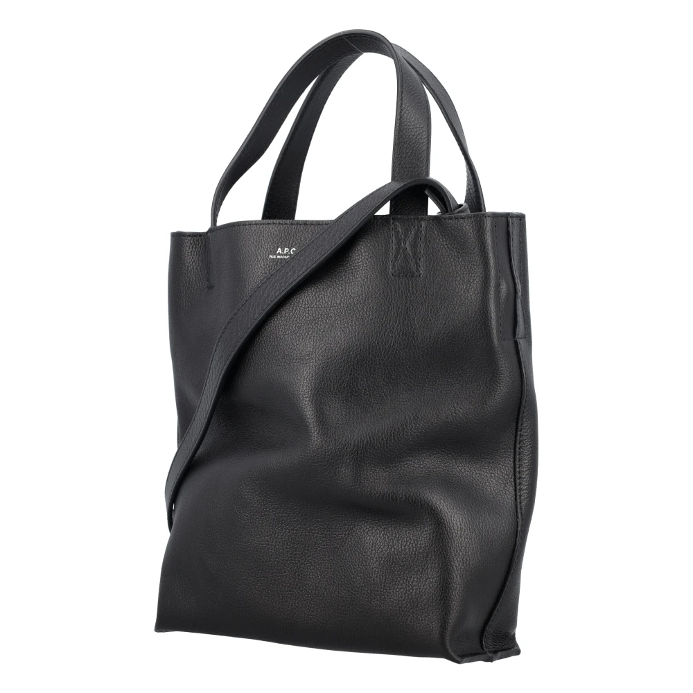 A.p.c. Zwarte Leren Shopper Tote Tas Black Heren