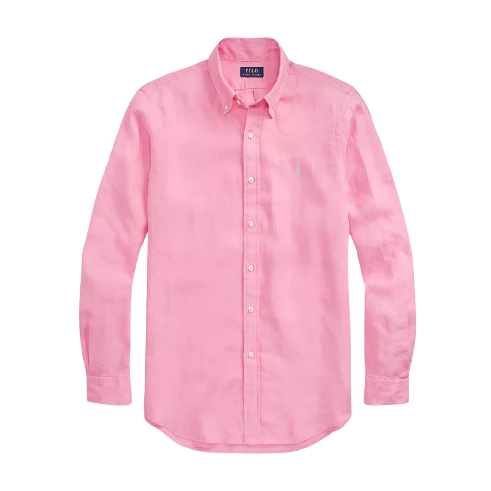 Ralph Lauren Linnen roze overhemd Custom Fit Pink Heren