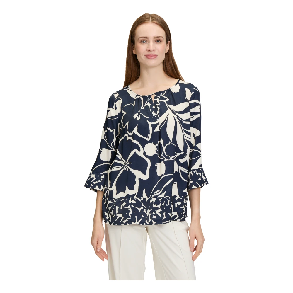 Betty Barclay Bloemen slip blouse met vrouwelijke charme Blue Dames