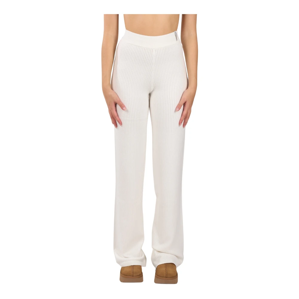 Hinnominate Gebreide wijde pijp broek White Dames