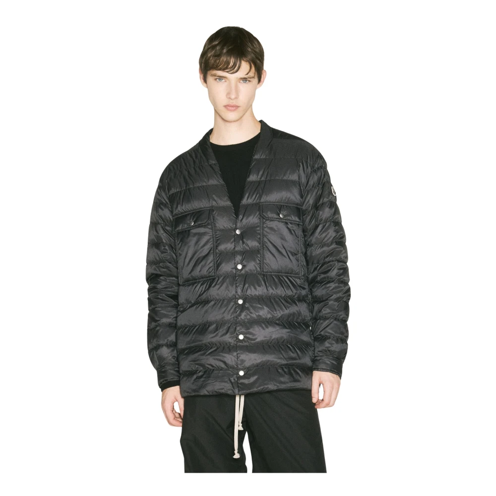 Moncler Gewatteerd Donsjack met Logopatch Black Heren