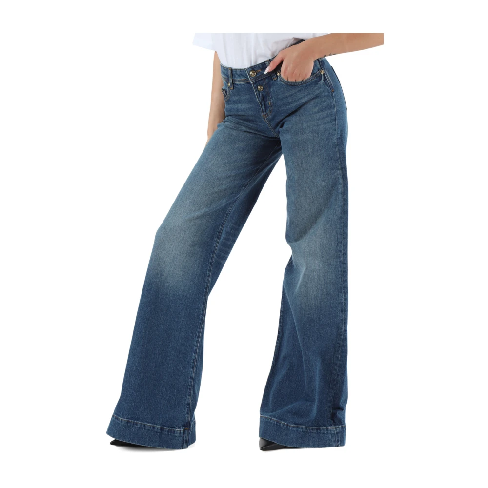 Versace Jeans Couture Laag getailleerde uitlopende jeans met vijf zakken Blue Dames