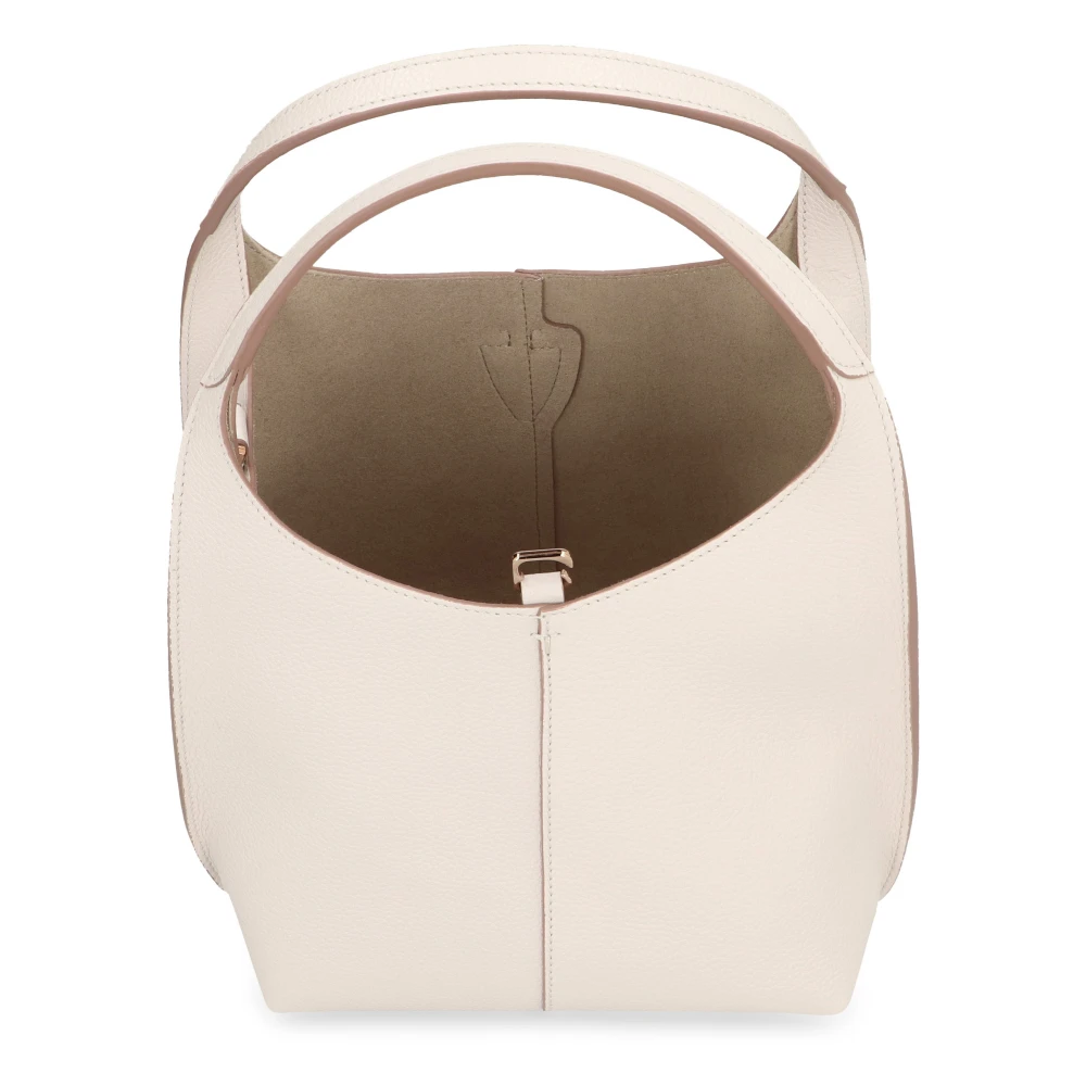 TOD'S Mini Leren Schoudertas met Sluiting White Dames