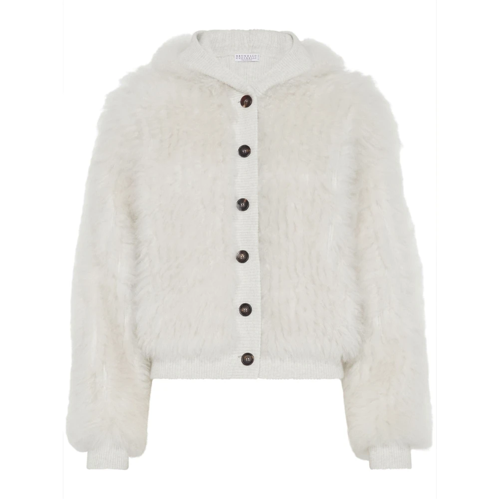 BRUNELLO CUCINELLI Grijze Cashmere Hoodie Vest White Dames