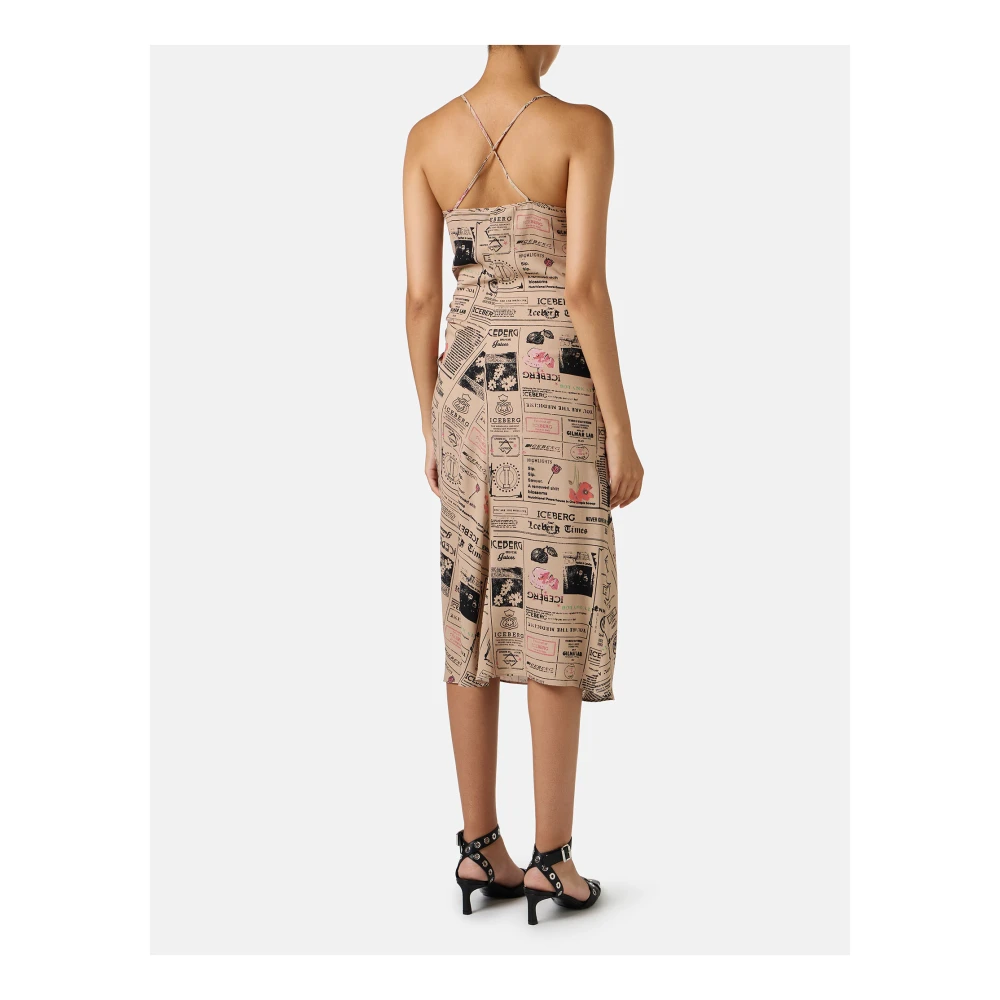 Iceberg Midi-jurk met bandjes van dubbele georgette viscose gecertificeerd RCS Multicolor Dames