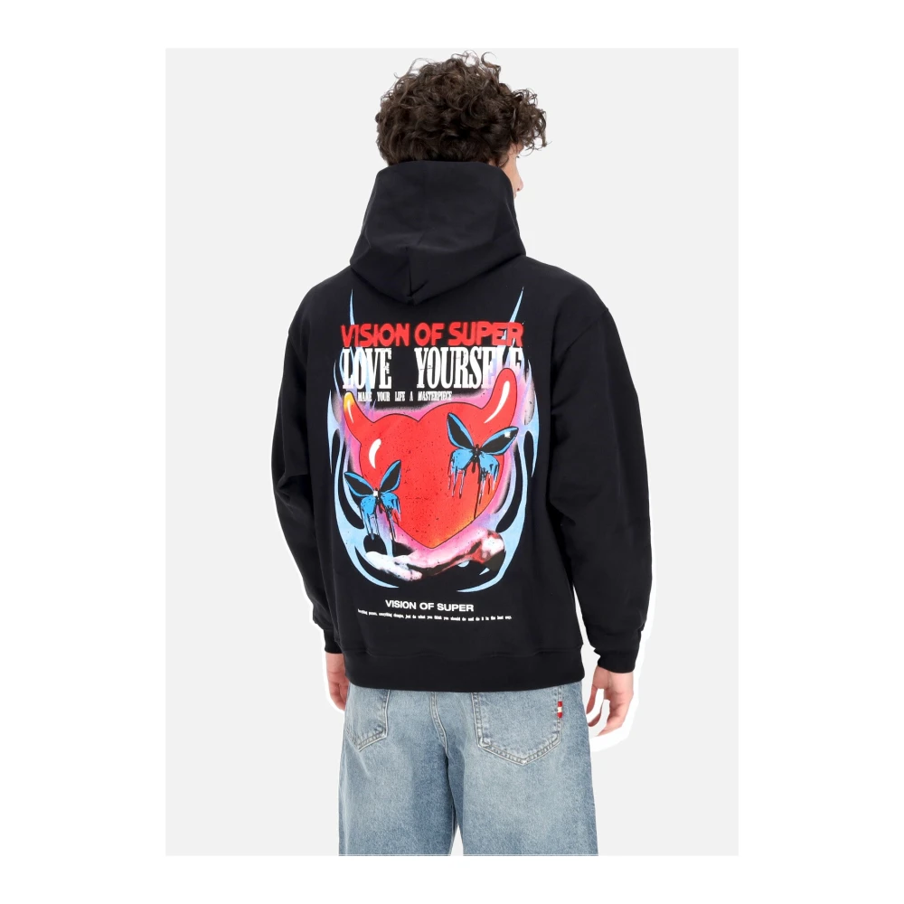 Vision OF Super Puffy Love Print Lichtgewicht Hoodie Black Heren