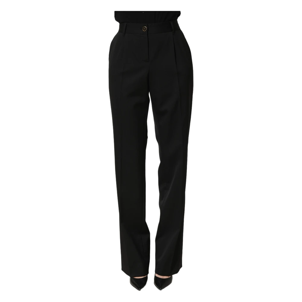 Dolce & Gabbana High Waist Straight Trousers - Female - Wide Trousers - Black - S - Trousers