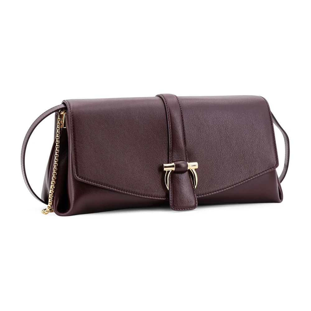 Salvatore Ferragamo Leren schoudertas met klep sluiting Brown Dames