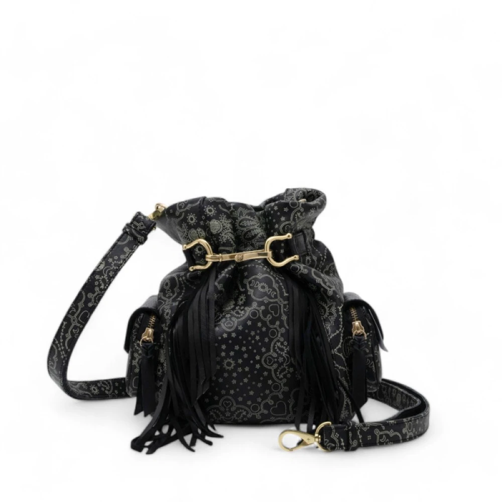 Claris Virot Lola Bandana Leren Bucket Tas Black Dames