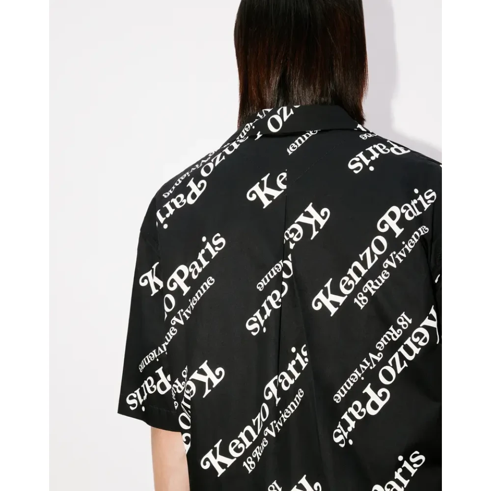 Kenzo Zwarte Hawaïaanse overhemd met origineel monogram Black Heren
