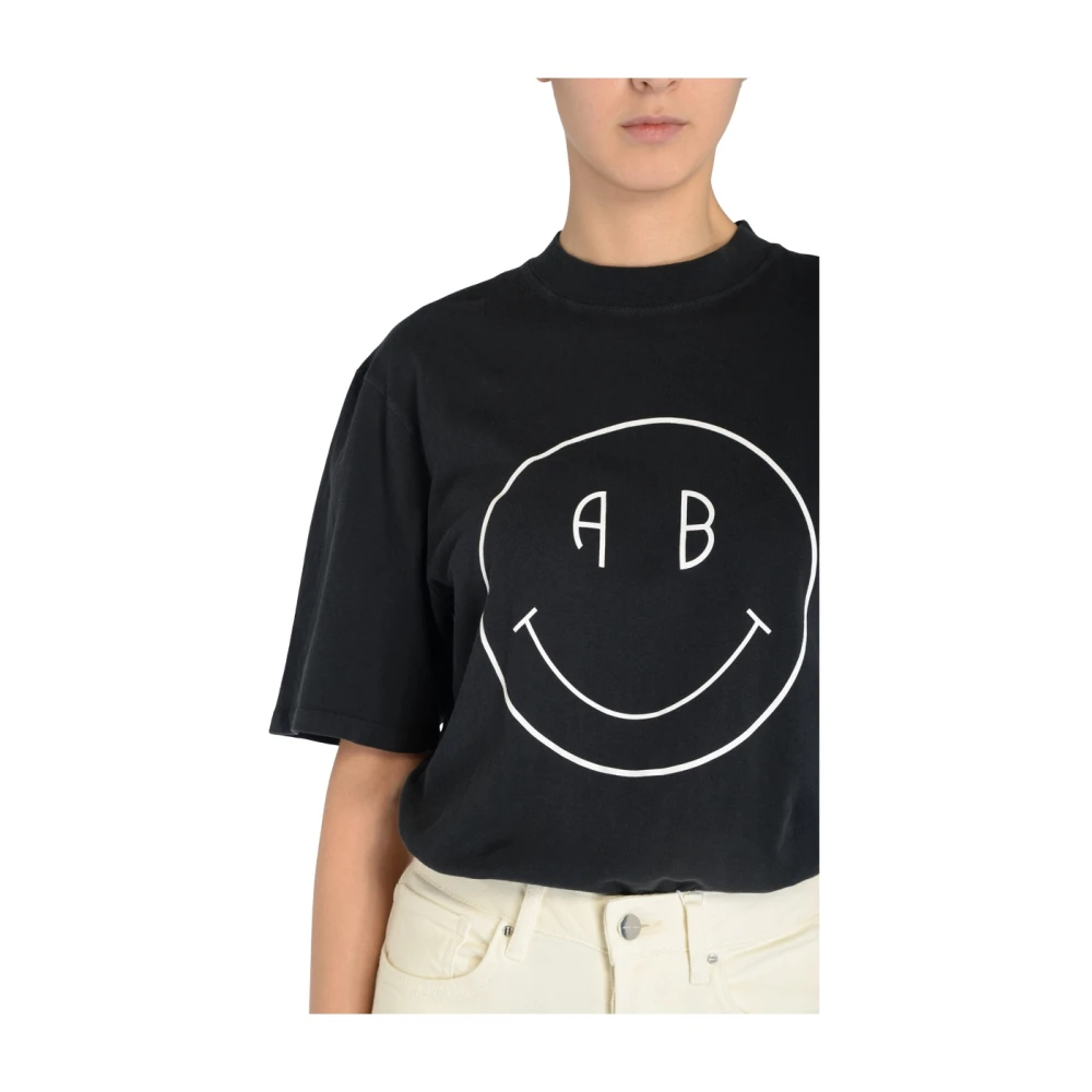 Anine Bing Avi Tee Smiley Zwart T-Shirt Black Dames