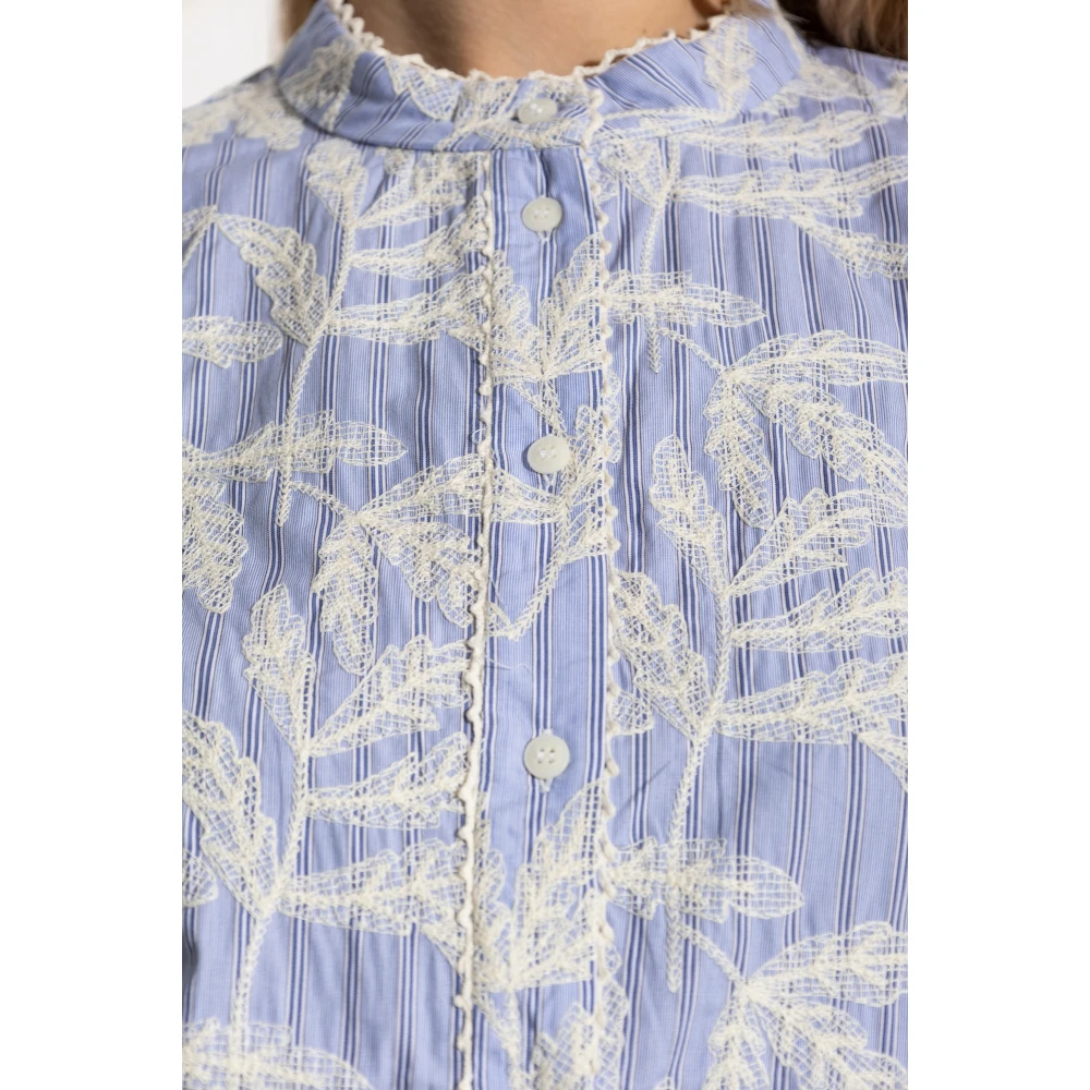 Munthe Shirt met kantpatroon Freidia Blue Dames