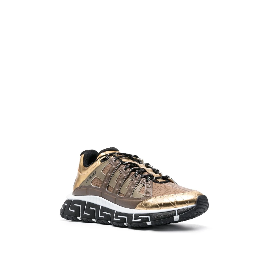 Versace Gouden Trigreca Allover-Print Sneakers Beige Heren