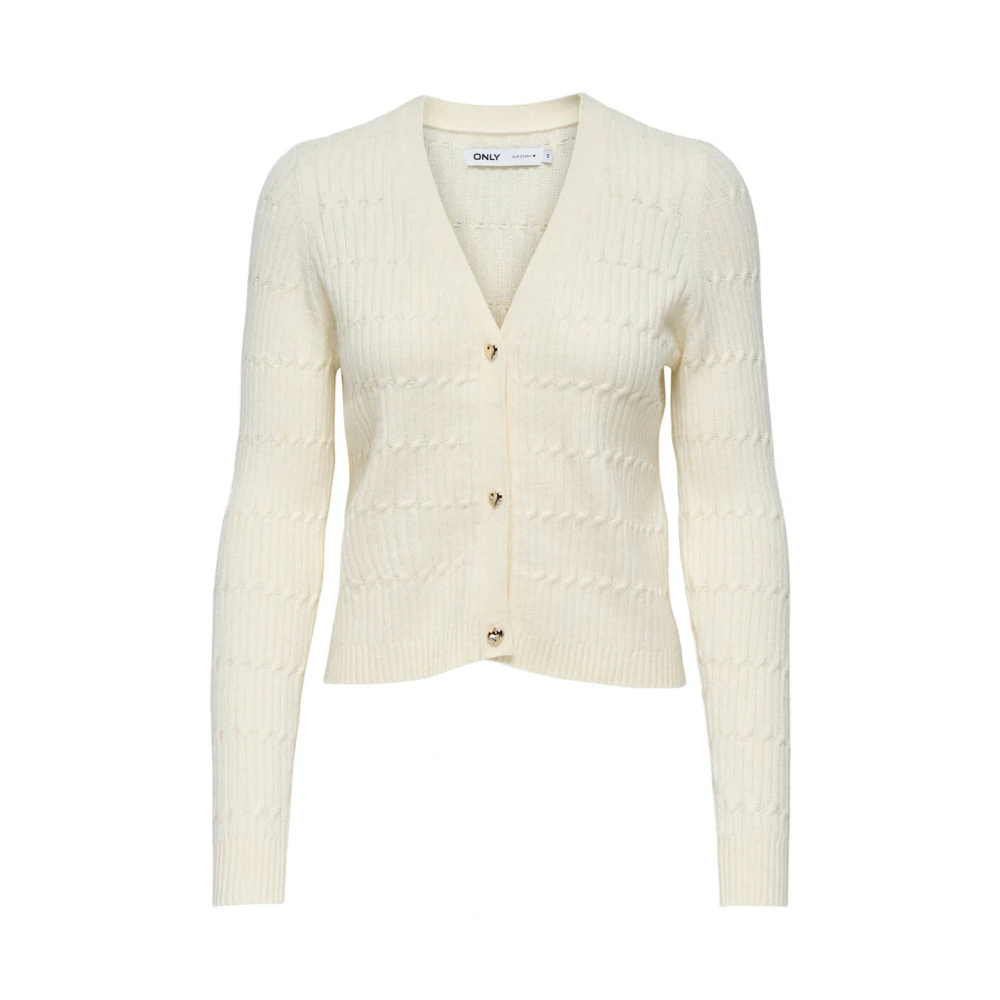 Only V-hals Kabel Gebreide Vest Beige Dames