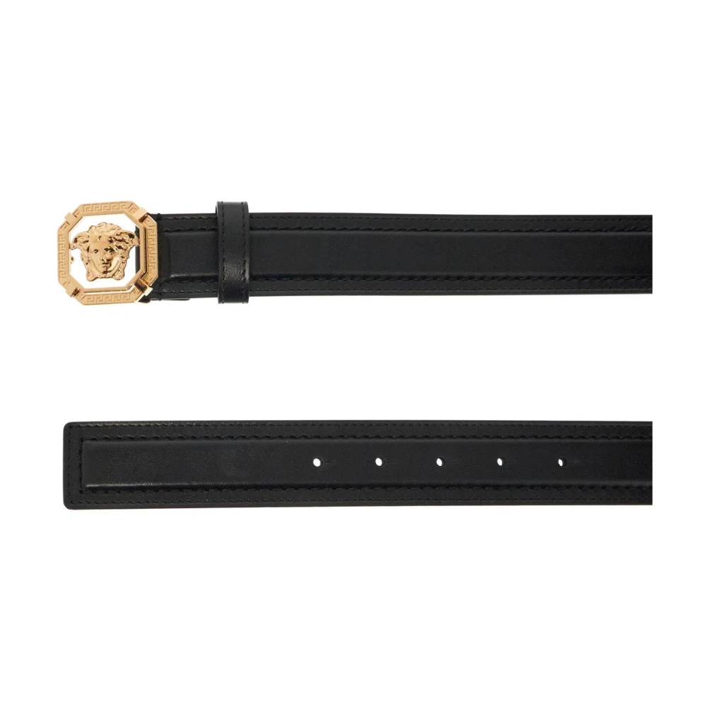 Versace Stijlvolle leren riem met Medusa-gesp Black Heren
