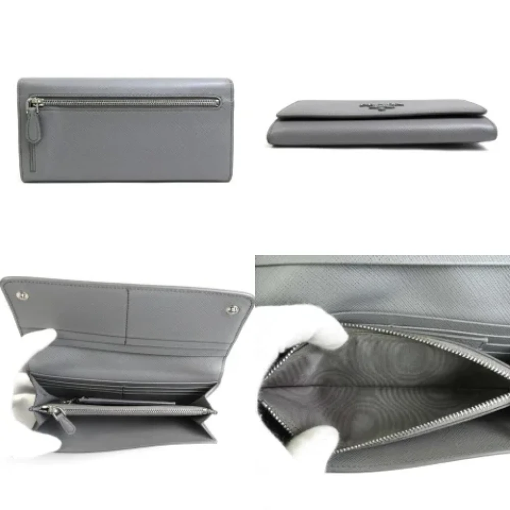 Prada Vintage Pre-owned Leather wallets Gray Unisex