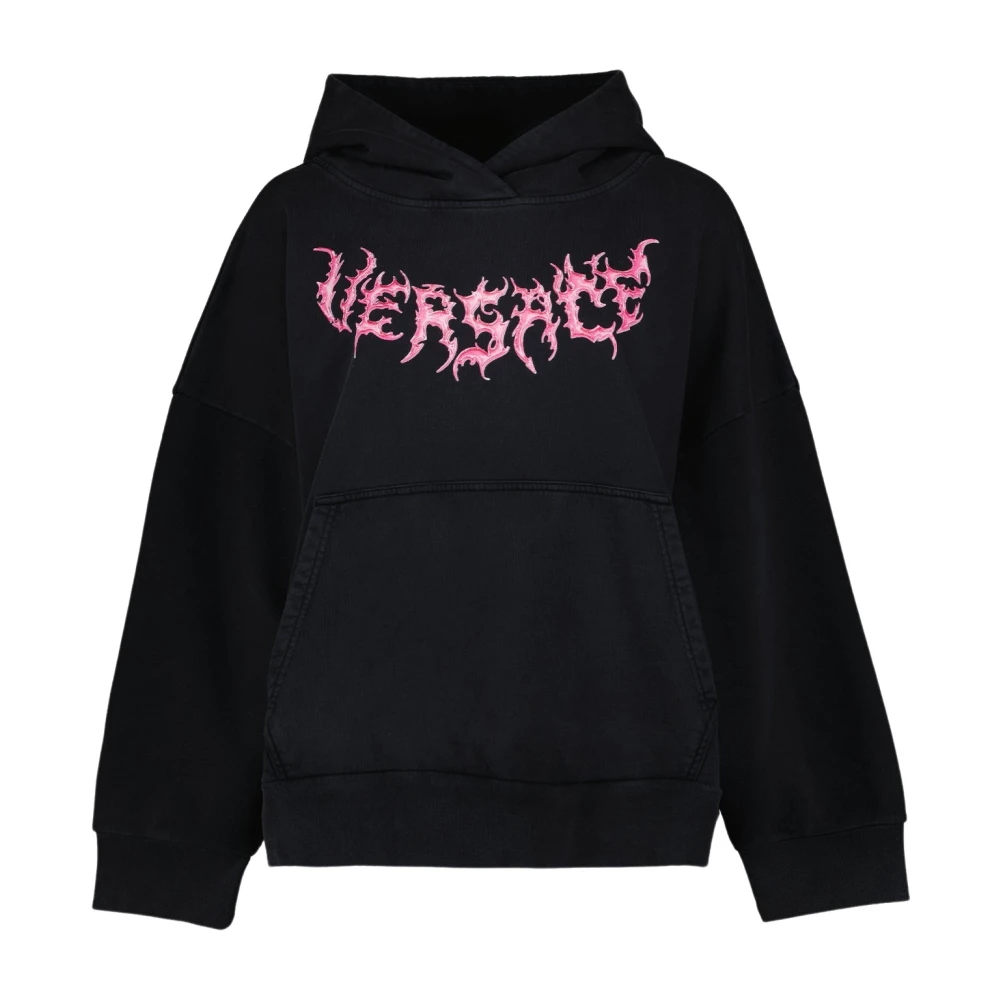 Versace Zwarte hoodie Regular Fit 100% katoen Black Dames