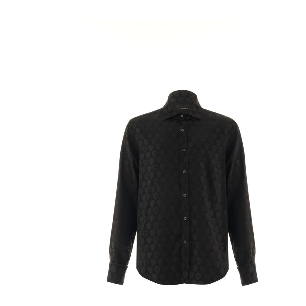 John Richmond Reguliere shirt met allover patroon Black Heren