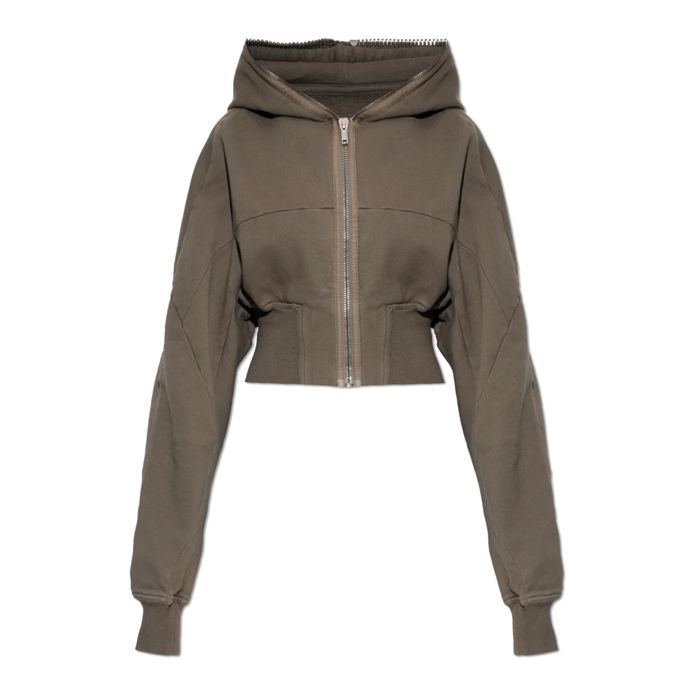 Rick Owens Brown Zip-Throughs, Female, Xs, Cropped Hoodie