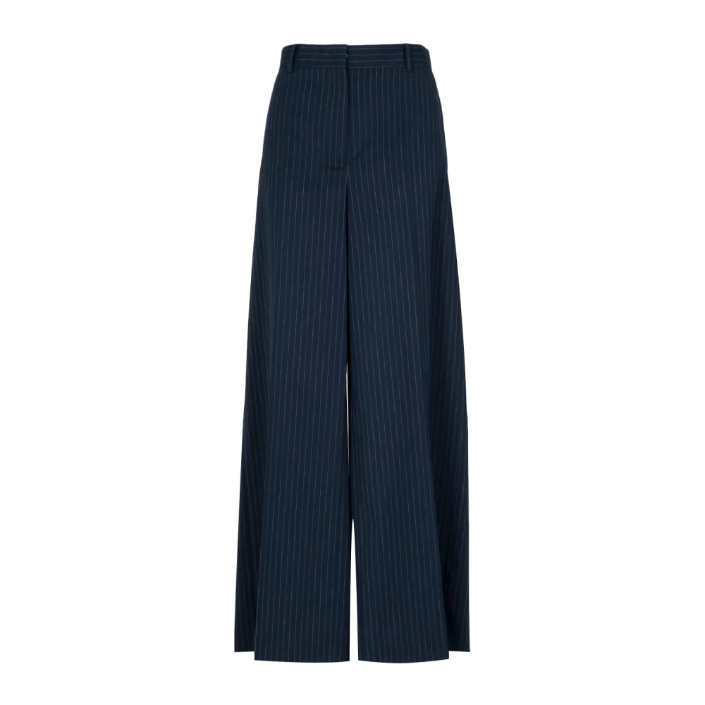 N21 Donna Blu Pantaloni Palazzo In Lana Fresca Con Zip
